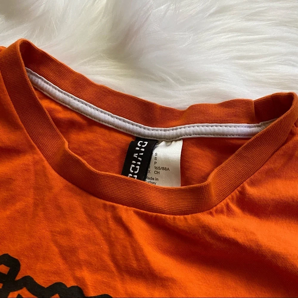 H&M Orange Forget Graphic Text Crop Longsleeve Top - Picture 5 of 6
